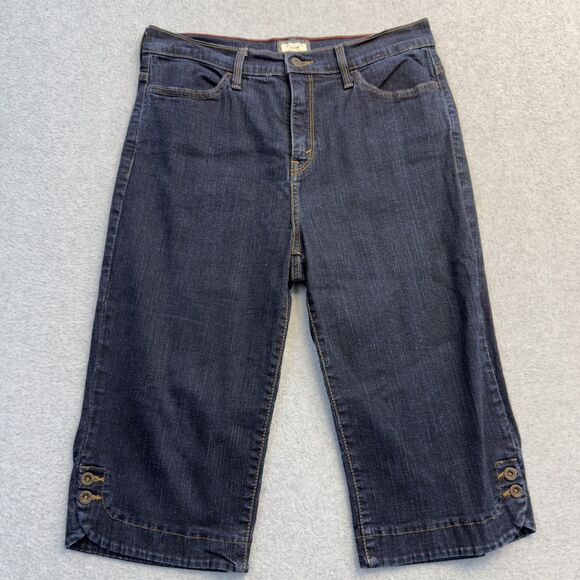 Levi’s Jeans Women's 12 Perfectly Slimming 512 Capri Button Hem High Rise Dark - Picture 1 of 10